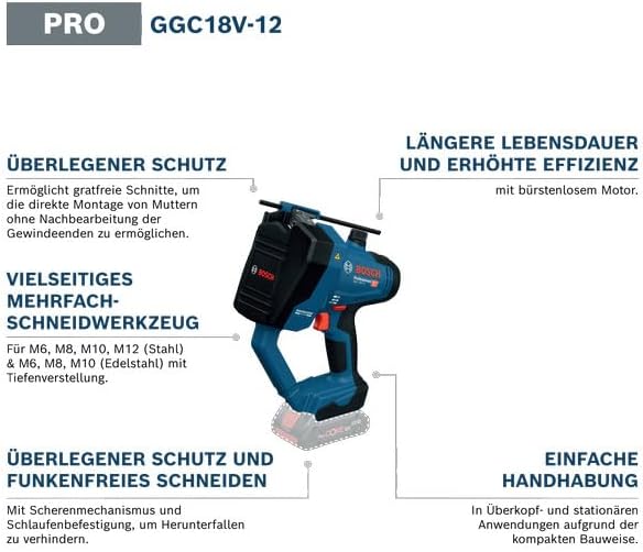 Bosch Professional 18V System Akku-Gewindestangenschneider GGC 18V-12 (schneidet bis M12 aus Stahl u