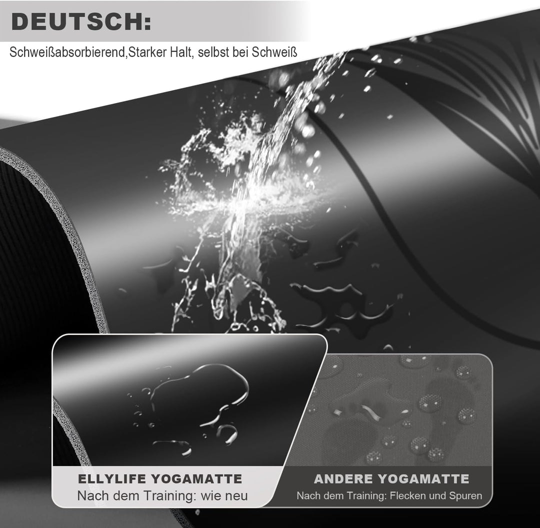 Yoga Matte Rutschfest Dick, Nachhaltige Naturkautschuk + Eco TPE oder PU, Ausrichtungslinien, Hautfr