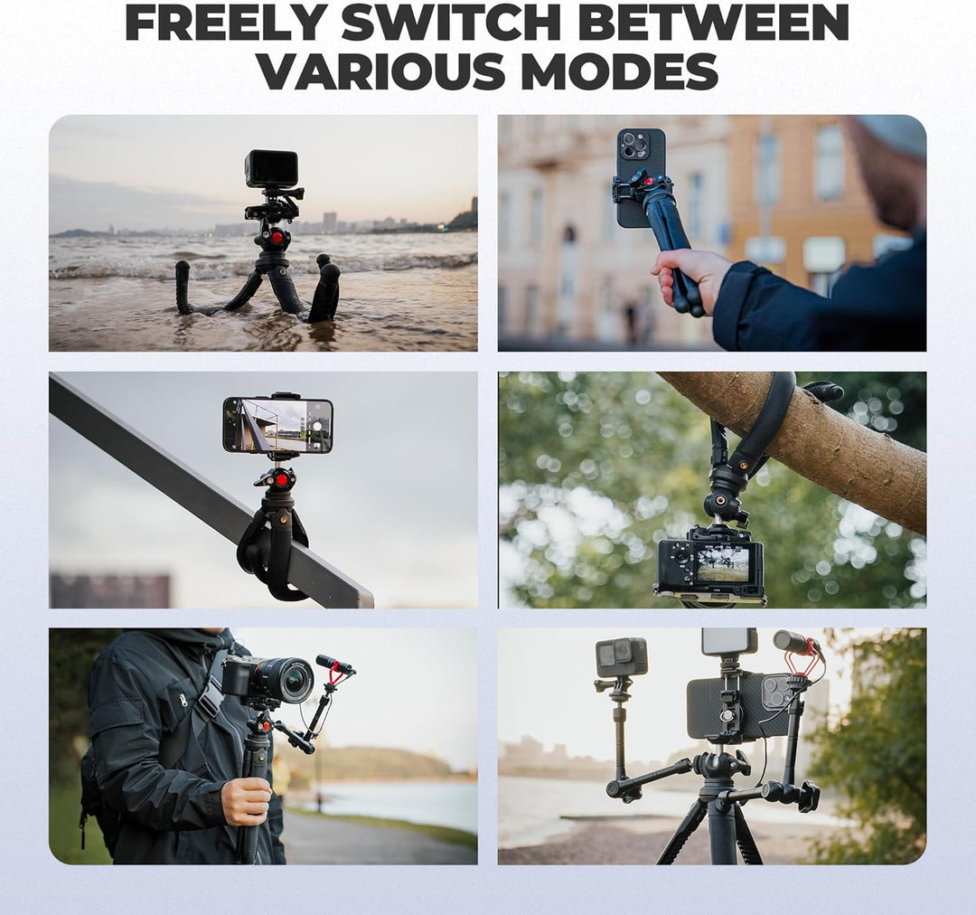 Freewell Vlogpod 3K-Stativ mit Handyhalterung, Kaltschuh-Halterung und 6,35 mm Schraube, kompatibel