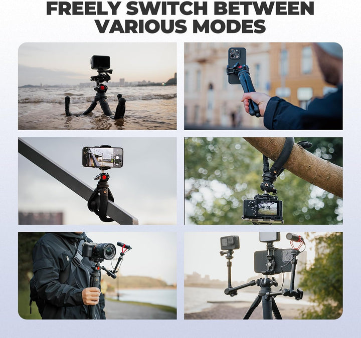 Freewell Vlogpod 3K-Stativ mit Handyhalterung, Kaltschuh-Halterung und 6,35 mm Schraube, kompatibel