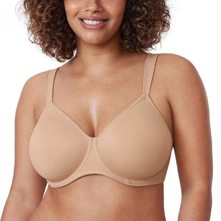 DELIMIRA Damen T-Shirt Minimizer BH mit Bügel Grosse Grössen Ohne Gepolstert 75C Taupe-tan, 75C Taup