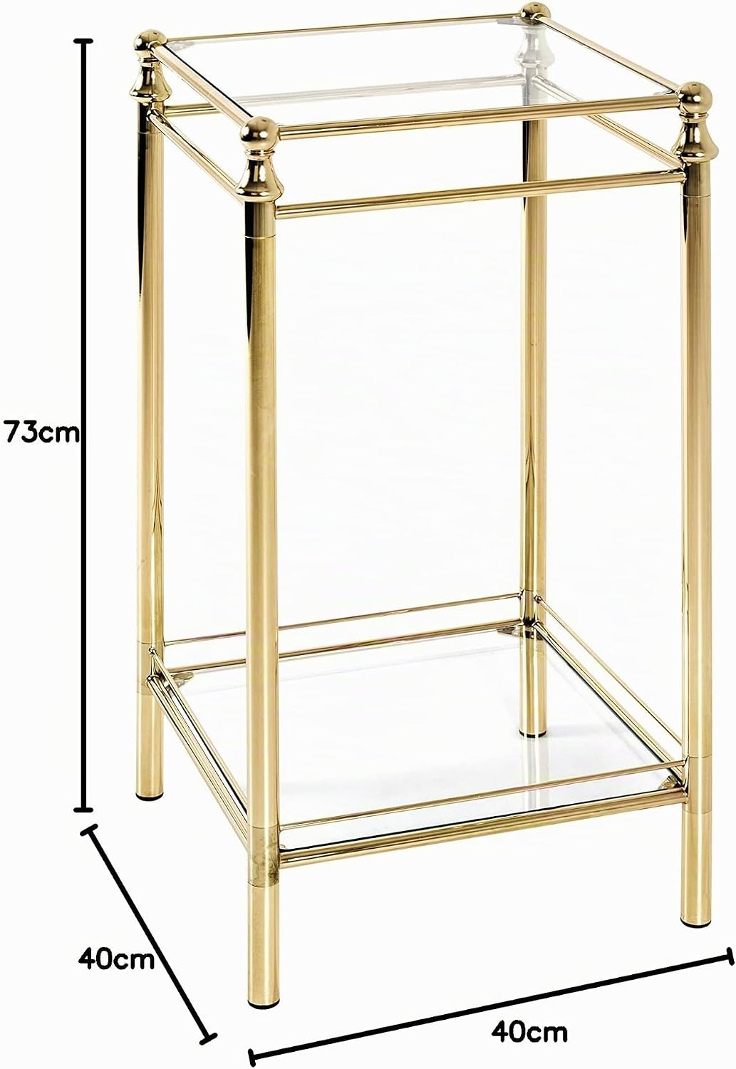 HAKU Möbel Beistelltisch, Metall, vermessingt, B 40 x T 40 x H 73 cm 40 x 40 x 73 cm, 40 x 40 x 73 c