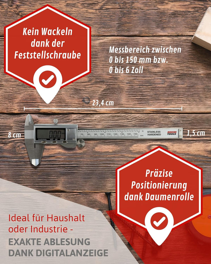 Digitaler Messschieber - Schieblehre - Messwerkzeug mit LCD-Display, Mini-Schraubendreher & Batterie