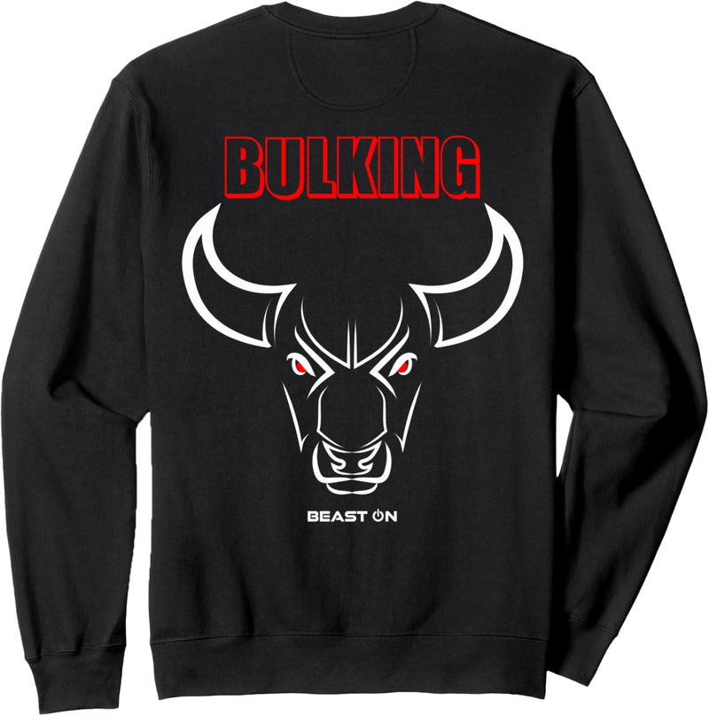 Bulking Bulle Kopf Rot Rücken Motiv Gym Workout Fitness Sweatshirt