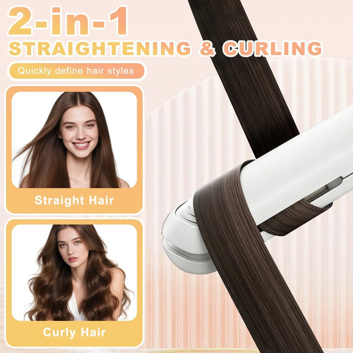 Mini Glätteisen Kabellos, 2 in 1 Reise Glätteisen Mini mit 4 Temperaturen Glätteise-n Locken und Glä