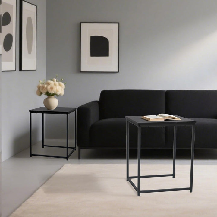 BIGTREE Beistelltisch, Couchtisch 2er Set, Moderner Sofatisch, Wohnzimmertisch aus Holz, Satztisch m