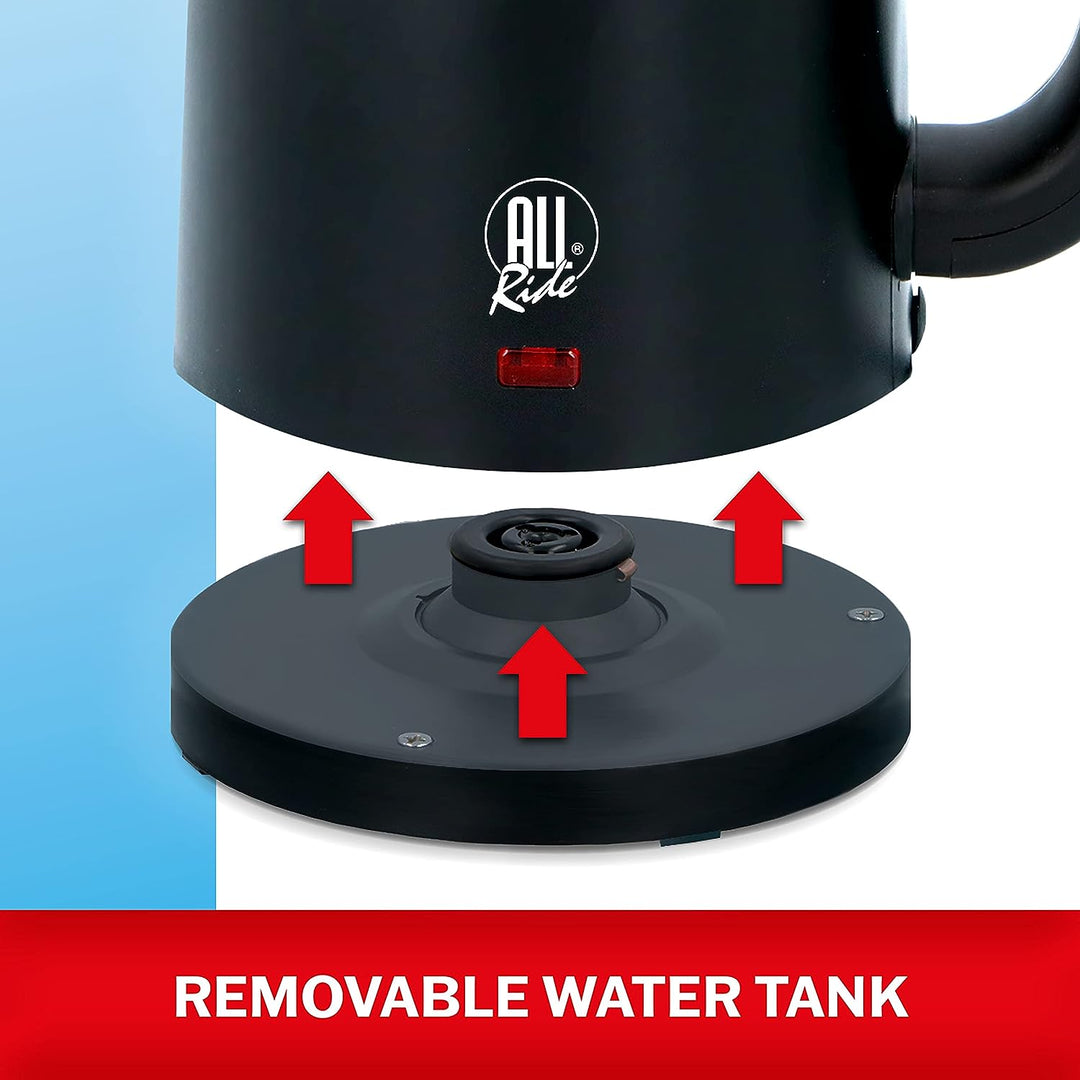 All Ride Wasserkocher - 0,5L - 24V - 300W - schwarz - Trockengehschutz - automatische Abschaltung 0,