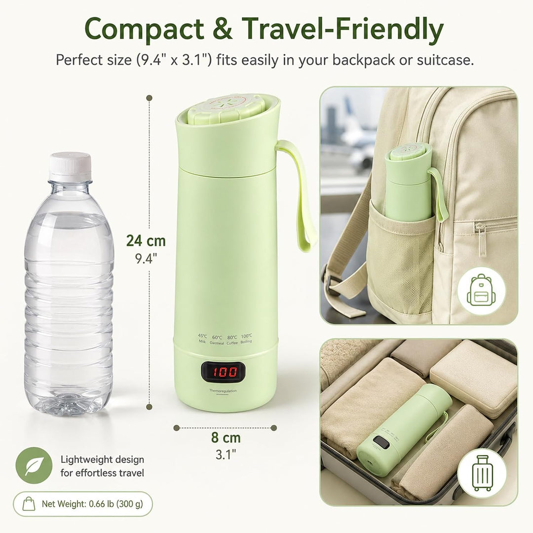 Elektrischer Reisewasserkocher Klein 400ML, 4 Temperatureinstellung | Mini Wasserkocher Automatische
