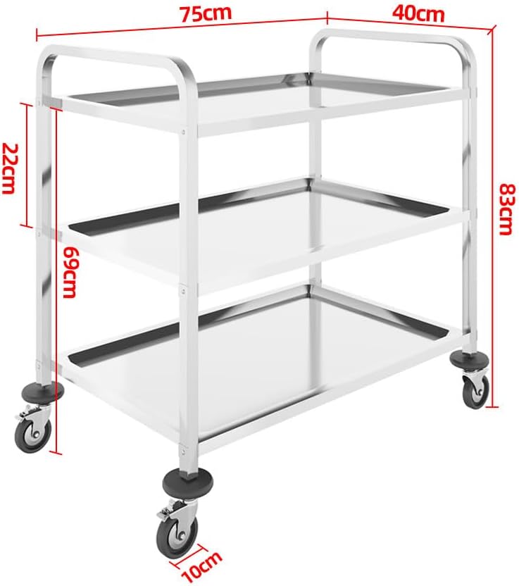 BLV servierwagen Edelstahl 3 böden mit Rollen，küchenwagen Edelstahl Küchen rollenwagen für Hotels, K