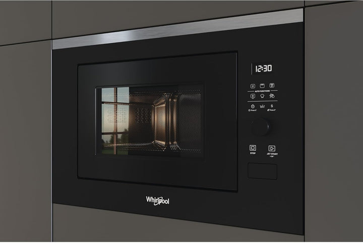 Whirlpool - Integrierte Mikrowelle WMF250G schwarz, 25 l, 900 W, Drehteller 28 cm, 7 Leistungsstufen