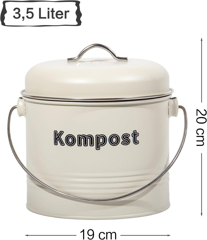 Theo&Cleo Biomülleimer Küche 3,5 L, Bio Mülleimer Geruchsdicht mit Aktivkohlefiltern, Komposteimer M