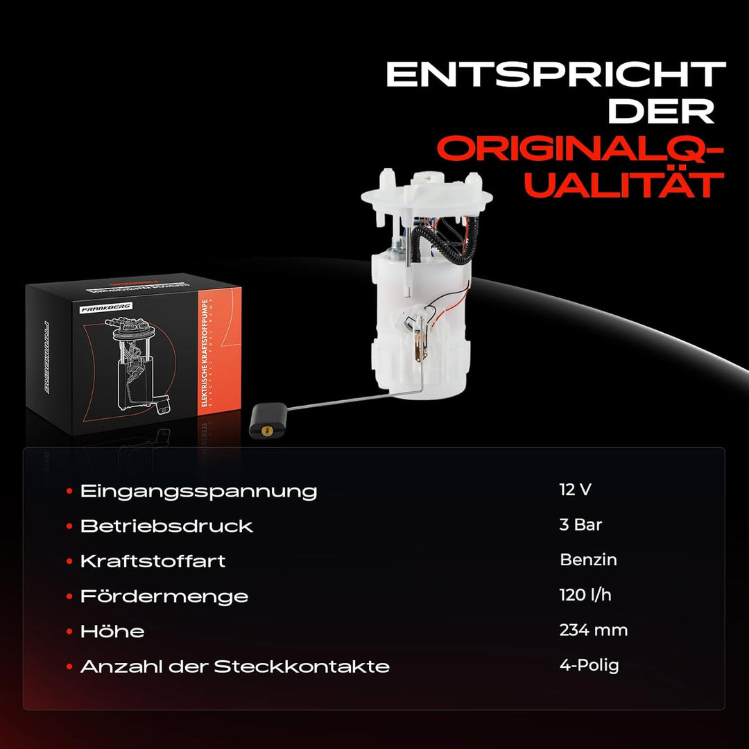 Frankberg Kraftstoffpumpe Benzinpumpe Kraftstoff-Fördereinheit Modul Satz ohne Drucksensor 4-Polig K