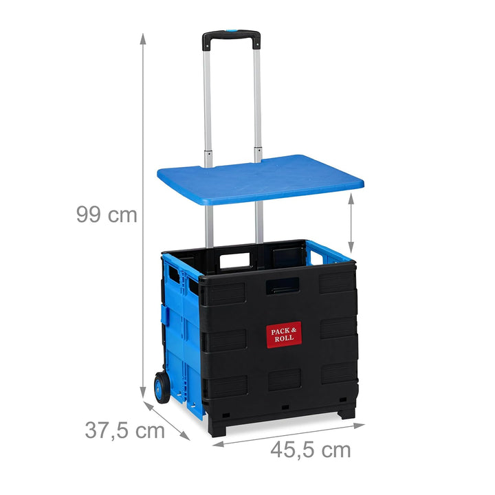 Relaxdays Einkaufstrolley, Klapptrolley mit Rollen & Deckel, Teleskopgriff, bis 35 kg, Faltbarer Tro
