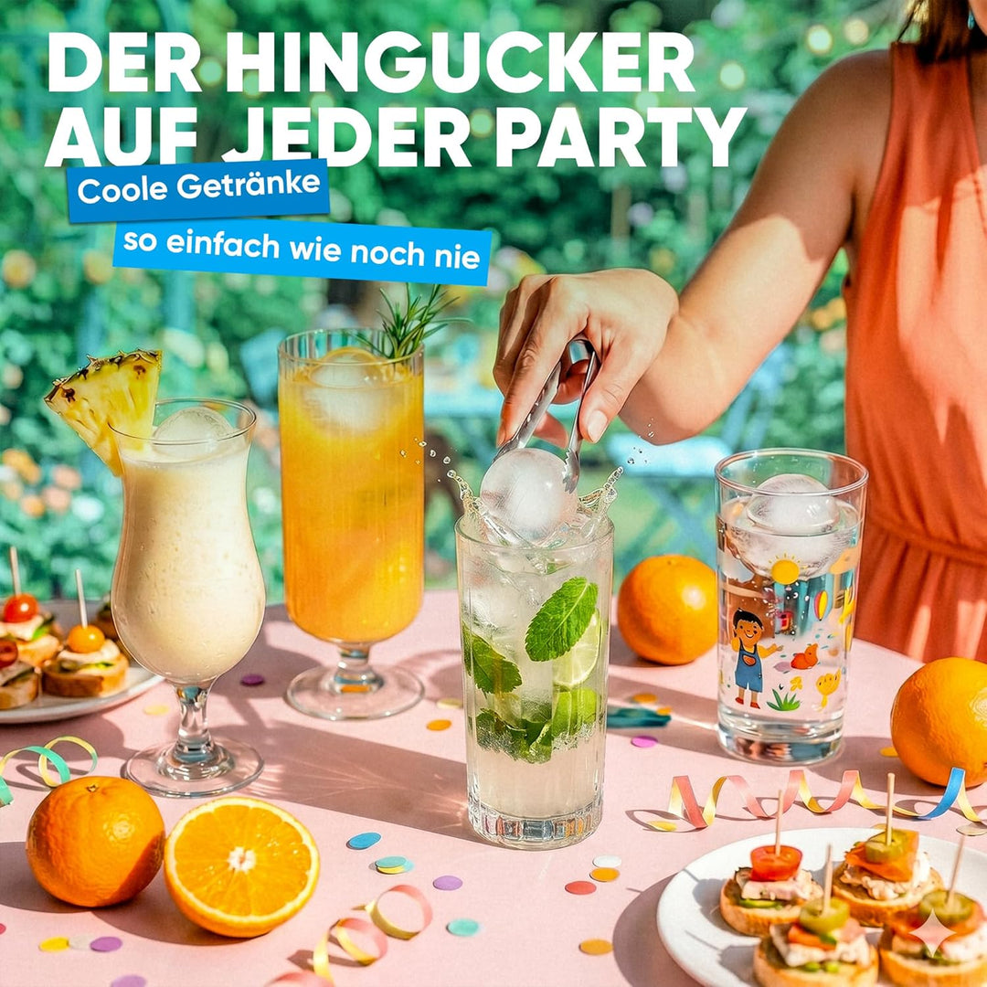 Pinke XXL Eiskugelform 10er Set – Stylische Eiswürfelform aus Platin Silikon für Cocktails, Eiskaffe