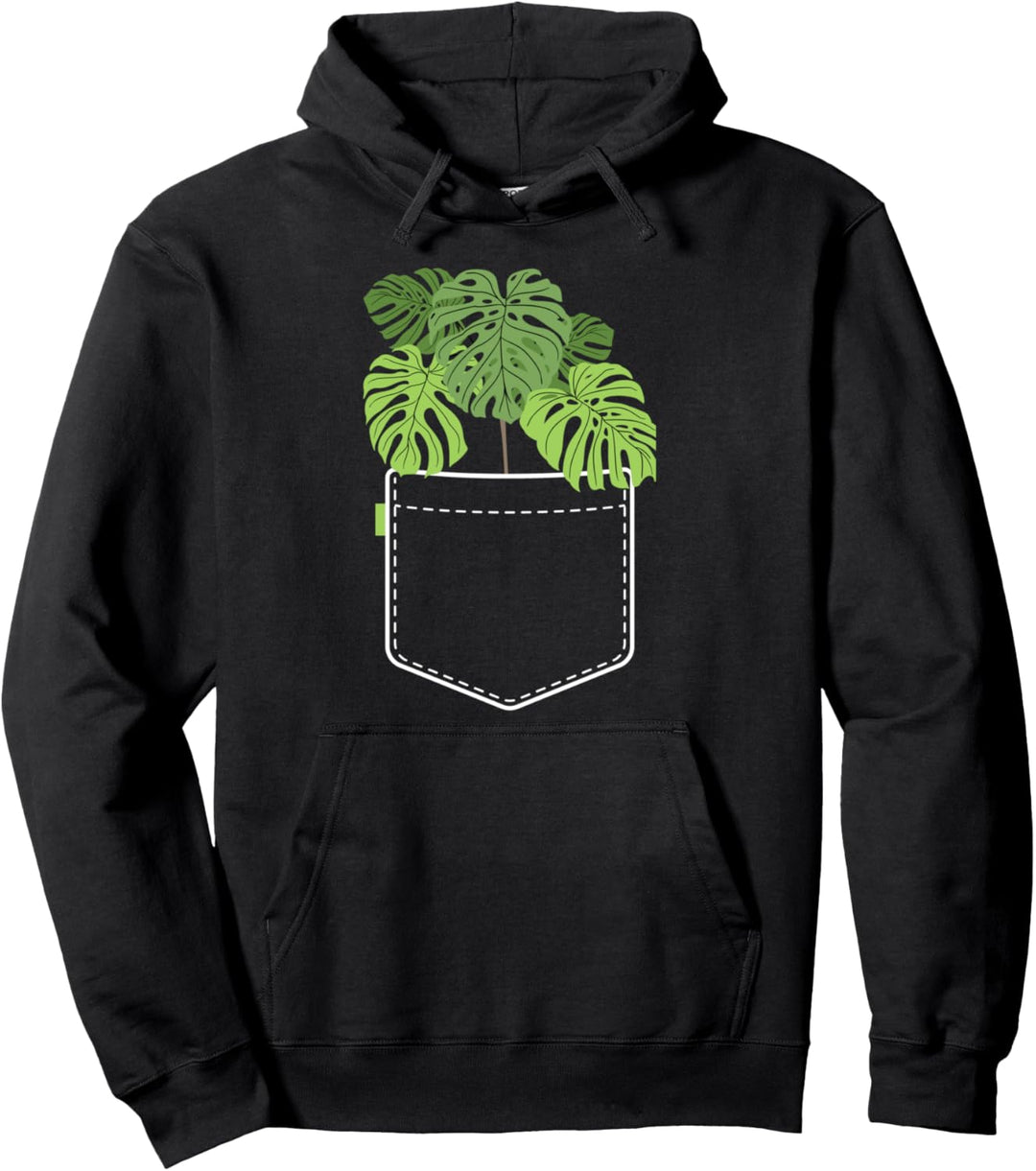 Funny Plant Gifts For Women Monstera Pocket Plant Mama Pullover Hoodie