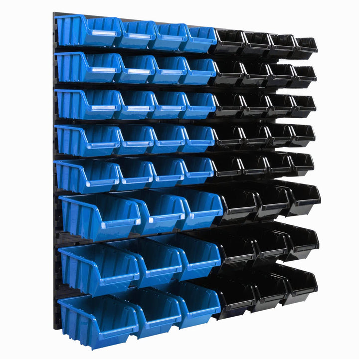 Lagersystem Wandregal 770 x 780 mm | 58 stck. Box | Stapelboxen Schüttenregal Sichtlagerkästen | Ext