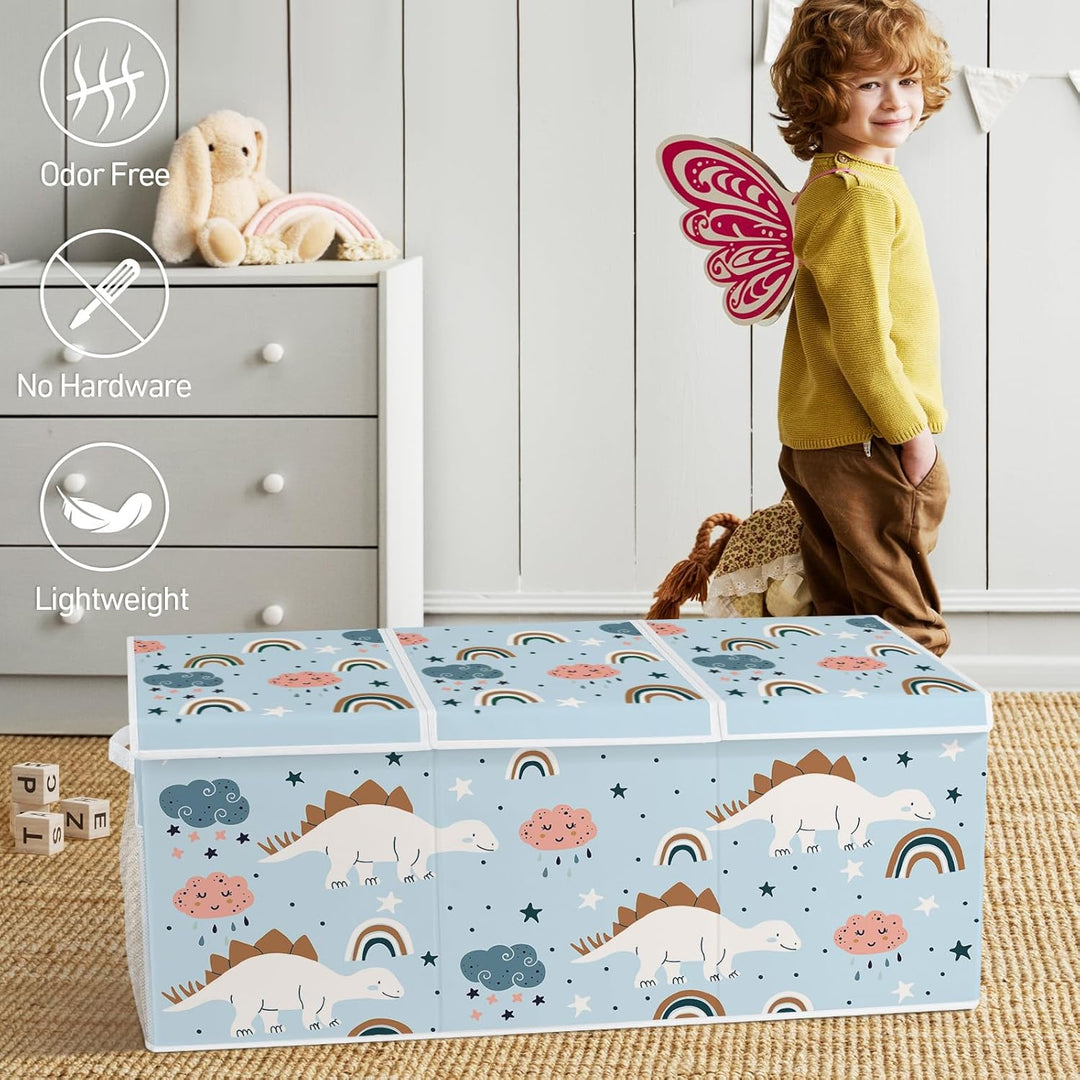 omedecal Spielzeugkiste Aufbewahrungsbox mit Deckel Kinder 96 x 32 x 40 cm, Faltbare und Platzsparen