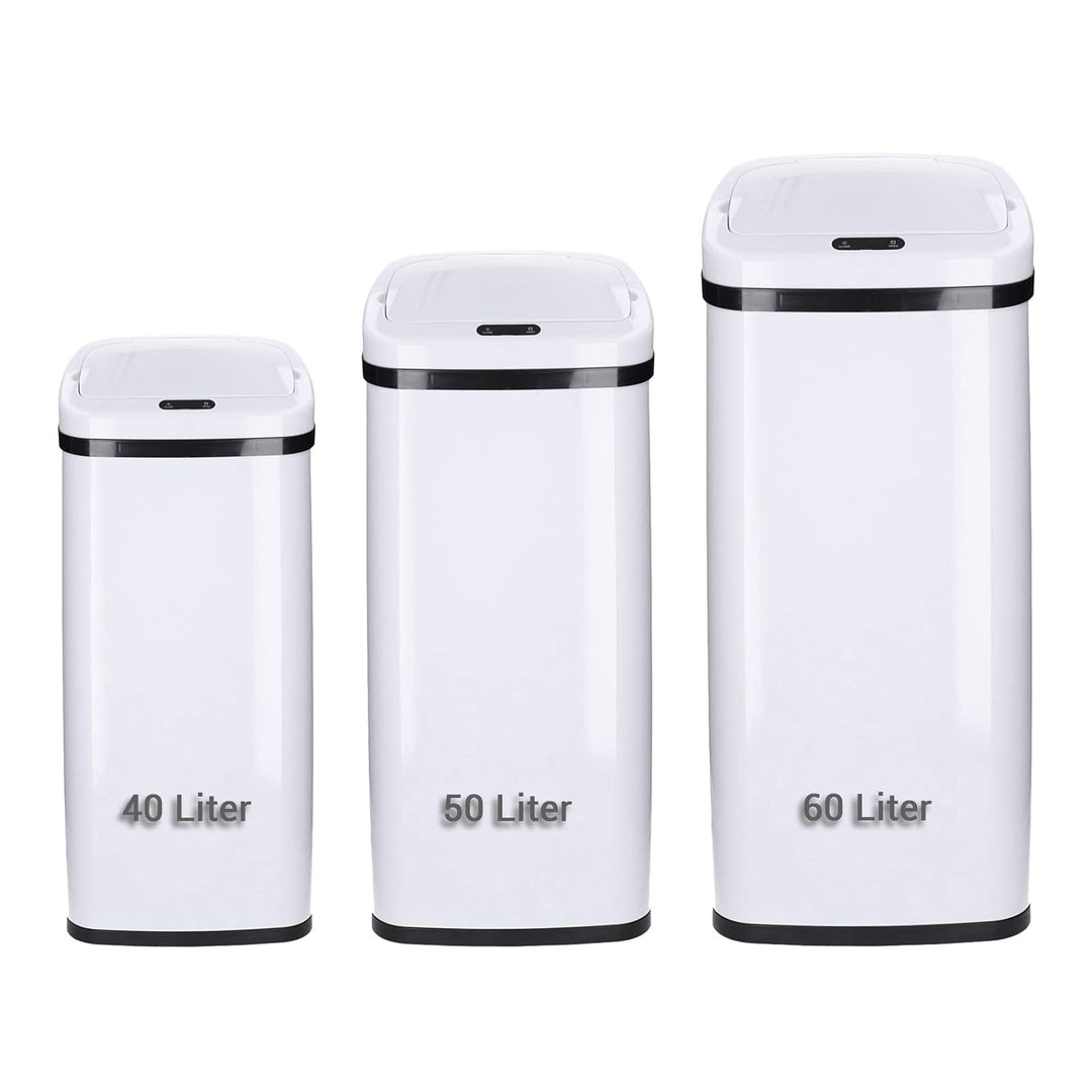 TP Sensor Müll-Eimer, Abfall-Behälter aus Edelstahl, automatischer Deckel, eckig, ca. 50 Liter, geru