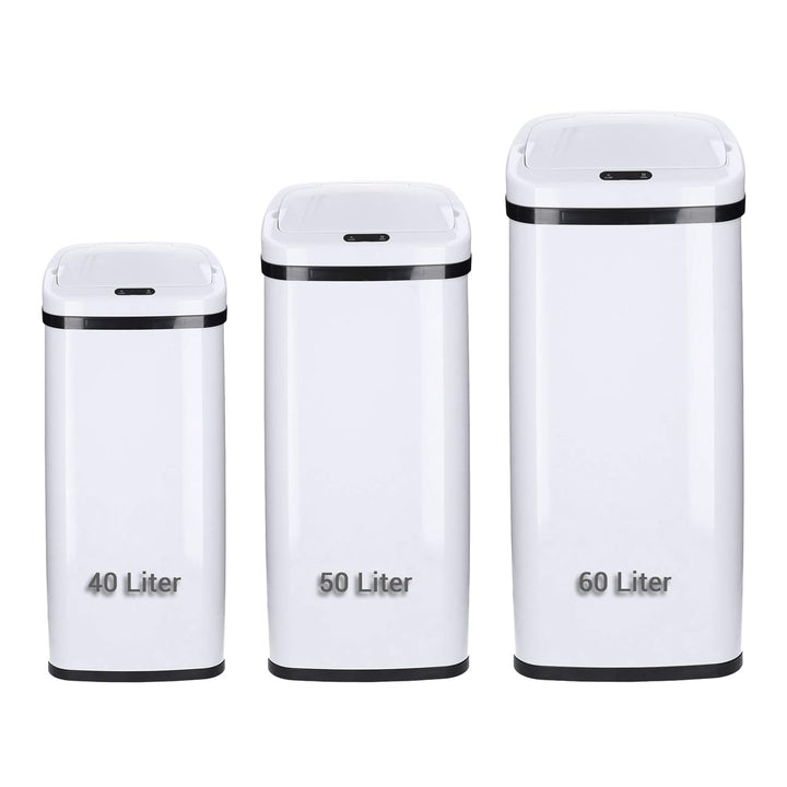 TP Sensor Müll-Eimer, Abfall-Behälter aus Edelstahl, automatischer Deckel, eckig, ca. 50 Liter, geru