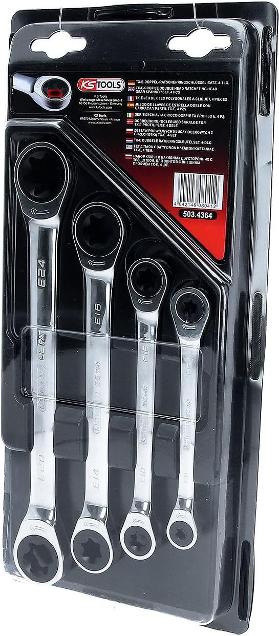 KS Tools 503.4364 GEARplus TX-E-Doppel-Ratschenringschlüssel-Satz, 4-tlg.