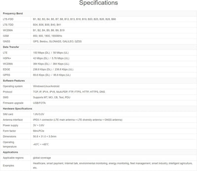 Waveshare SIM7600G-H-PCIE SIMCom Original 4G LTE Cat-4 Module Support Global Coverage GNSS/LTE-TDD/L