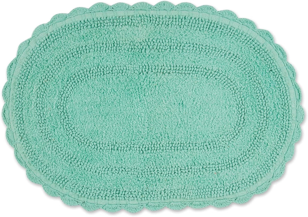 DII Crochet Collection Wende-Badematte, klein, oval, 43 x 61 cm, Aqua Small Oval, 17x24" Aqua, Small
