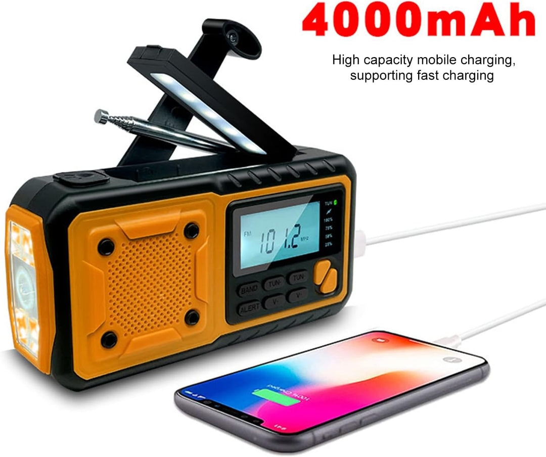 Fdit Notfall-Wetterradio, Solar-Handkurbel, Digitales FM AM WB-Radio mit Powerbank-Funktion für Outd