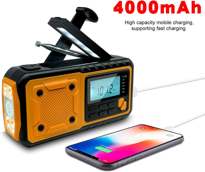 Fdit Notfall-Wetterradio, Solar-Handkurbel, Digitales FM AM WB-Radio mit Powerbank-Funktion für Outd