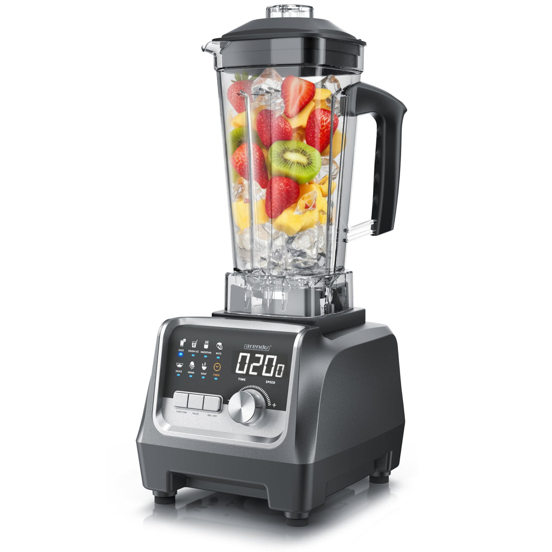 Arendo – Hochleistungsmixer 2000 Watt - Standmixer Edelstahl - 2 Liter Fassungsvermögen – mit Displa