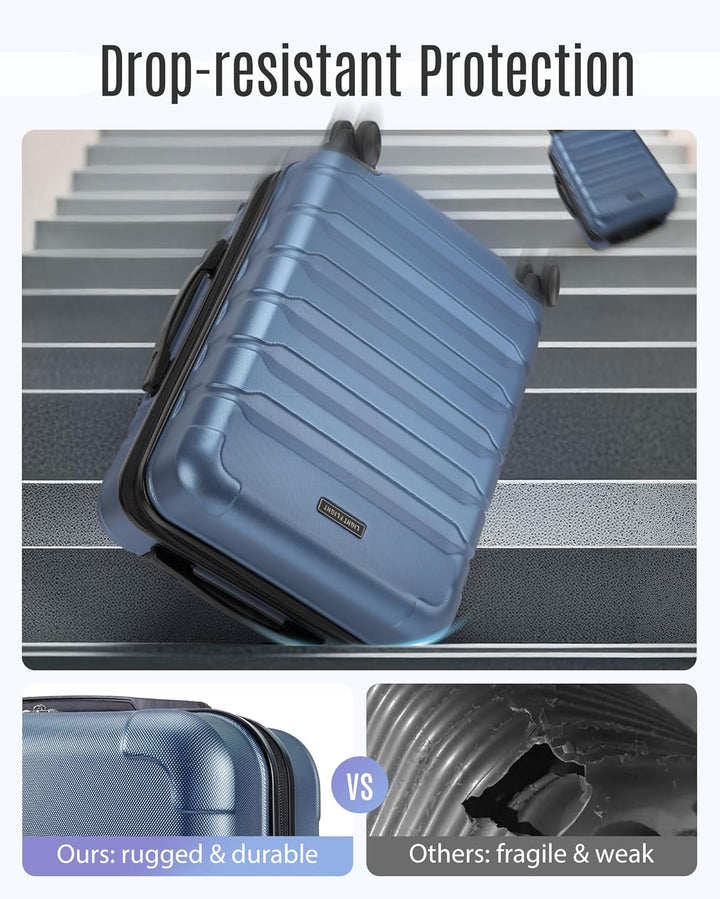 LIGHT FLIGHT Handgepäck Koffer Trolley, Erweiterbarer 55 x 38 x 24cm 360°, Silent Spinner Rädern, 4
