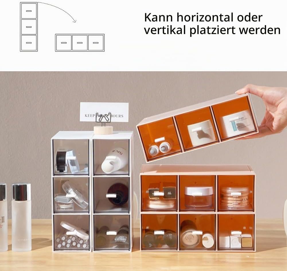 Teebox mit 3 Schubladen, Stapelbar tee organizer, Kunststoff Teeboxen für Teebeutel, Aufbewahrungsbo