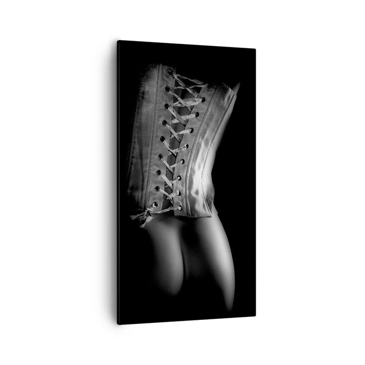 Bilder auf Leinwand 55x100cm Leinwandbild mit Rahmen Weiblicher Körper Leder Korsett Frau Gross Wand