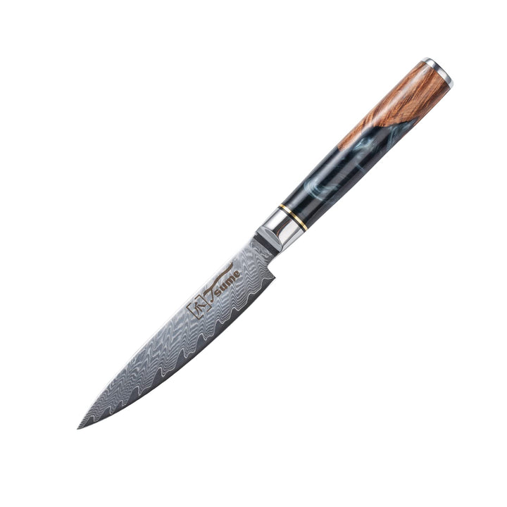 Tsume Allzweckmesser Onyx, Klingenlänge 13cm, Echtes Damast Küchenmesser, 67 Schichten VG10 Edelstah