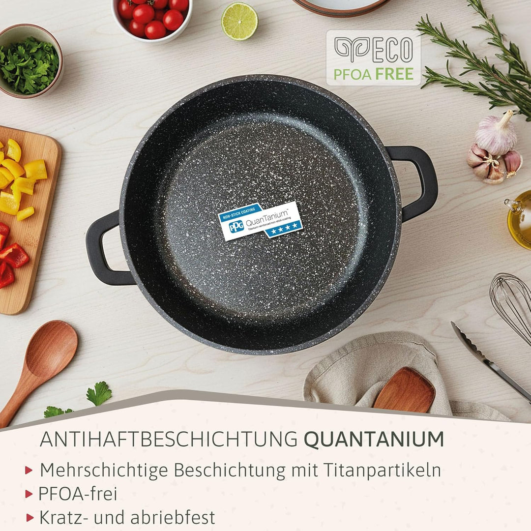 briebe Black Titanium Kochtopf für die Küche, Induktion, Antihaftbeschichtung, Titan, 24 cm, Alumini