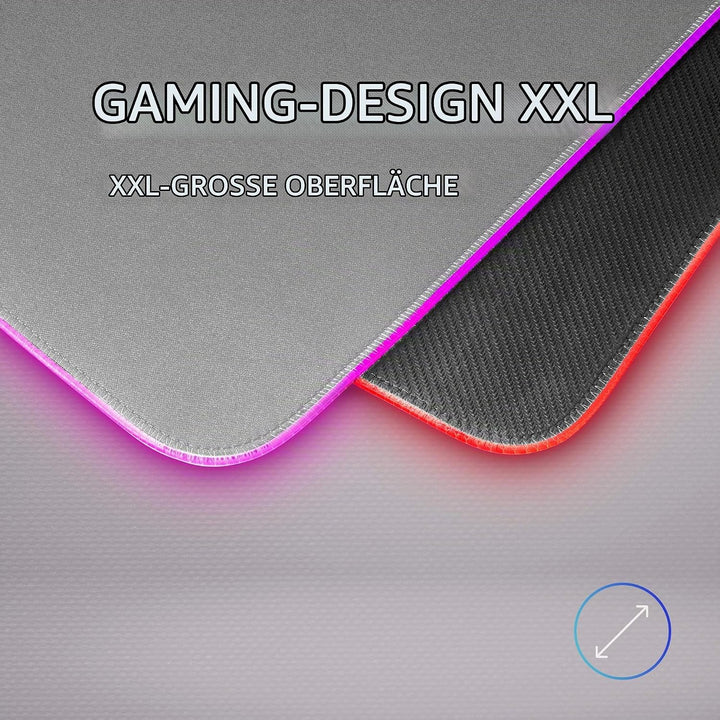 Mars Gaming MMPRGB2S, XXL Mauspad, RGB 12-Modi, 2 USB 2.0, Weiss-Silber, MMPRGB2S