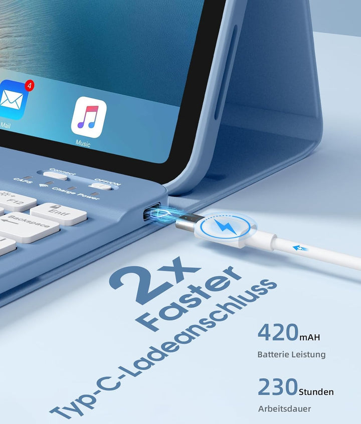 Vobafe Hülle mit Tastatur für iPad A16 11 Generation 2025/10 Gen 2022 10,9", Air 11 Zoll M4 2026/M3/