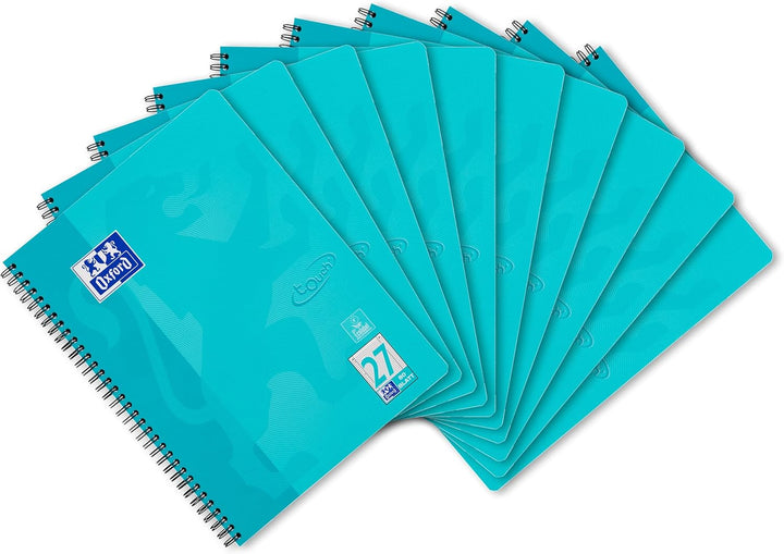 Oxford Touch Collegeblock A4 liniert mit Doppelrand, 80 Blatt, aqua, 10 Stück Single, Single