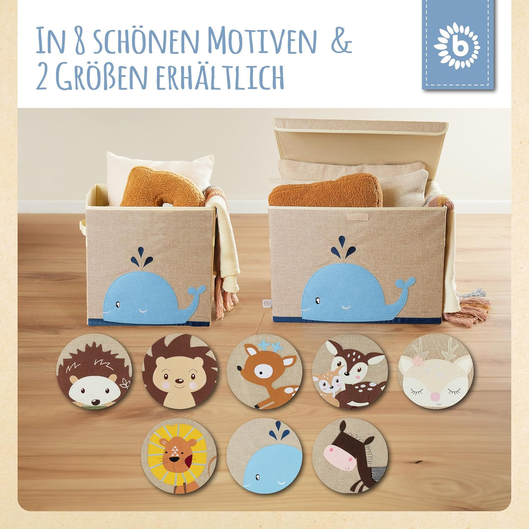 Bieco Regalkorb Kinderzimmer | Aufbewahrungsbox Wal Spielzeug Kinder | Aufbewahrungsbox 33x33x33 für