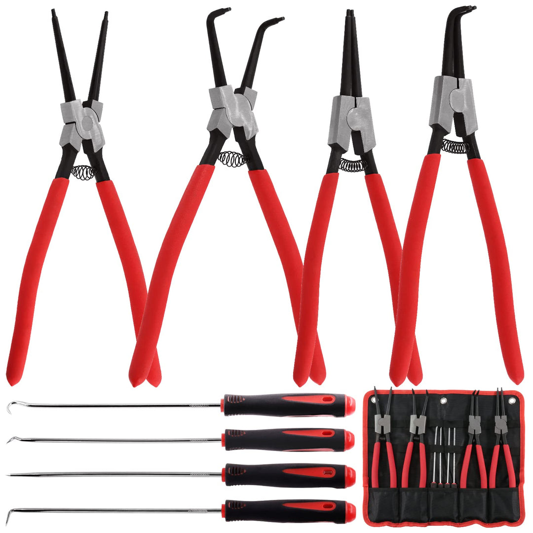 Keadic 8 Stück 13" Interne externe Snap Ringzange Set und Präzisionshaken mit Aufbewahrungstasche, H