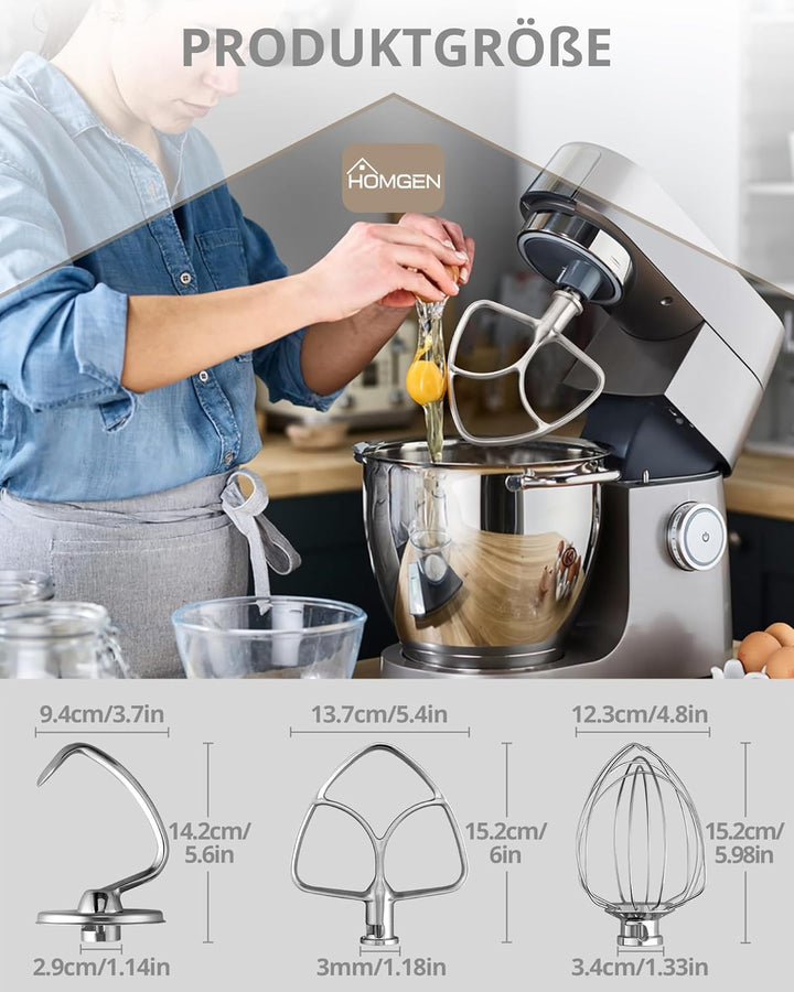 HOMGEN 3 stück Mixeraufsätze für KitchenAid Standmixer 4.5-5 QT – Edelstahl Kitchenaid Mixer-Zubehör