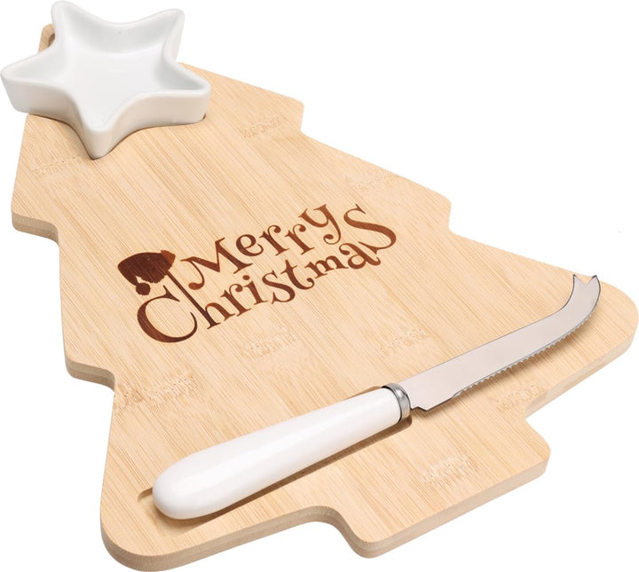 Weihnachtliches Käsebrett mit Messer und Dipschale - Käse Brett Weihnachten, Servierbrett, Käsemesse