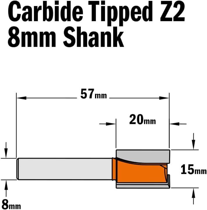 CMT Orange Tools 911.150.11 – Fräser Gerade HM S 8 D 15 x 20