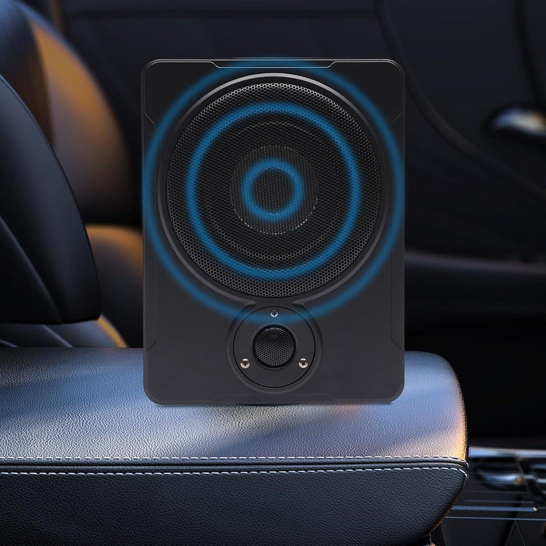 Auto-Subwoofer Aktiver Subwoofer fürs Auto 200W schwarz Aluminiumgehäuse Überhitzungsschutz für PKW