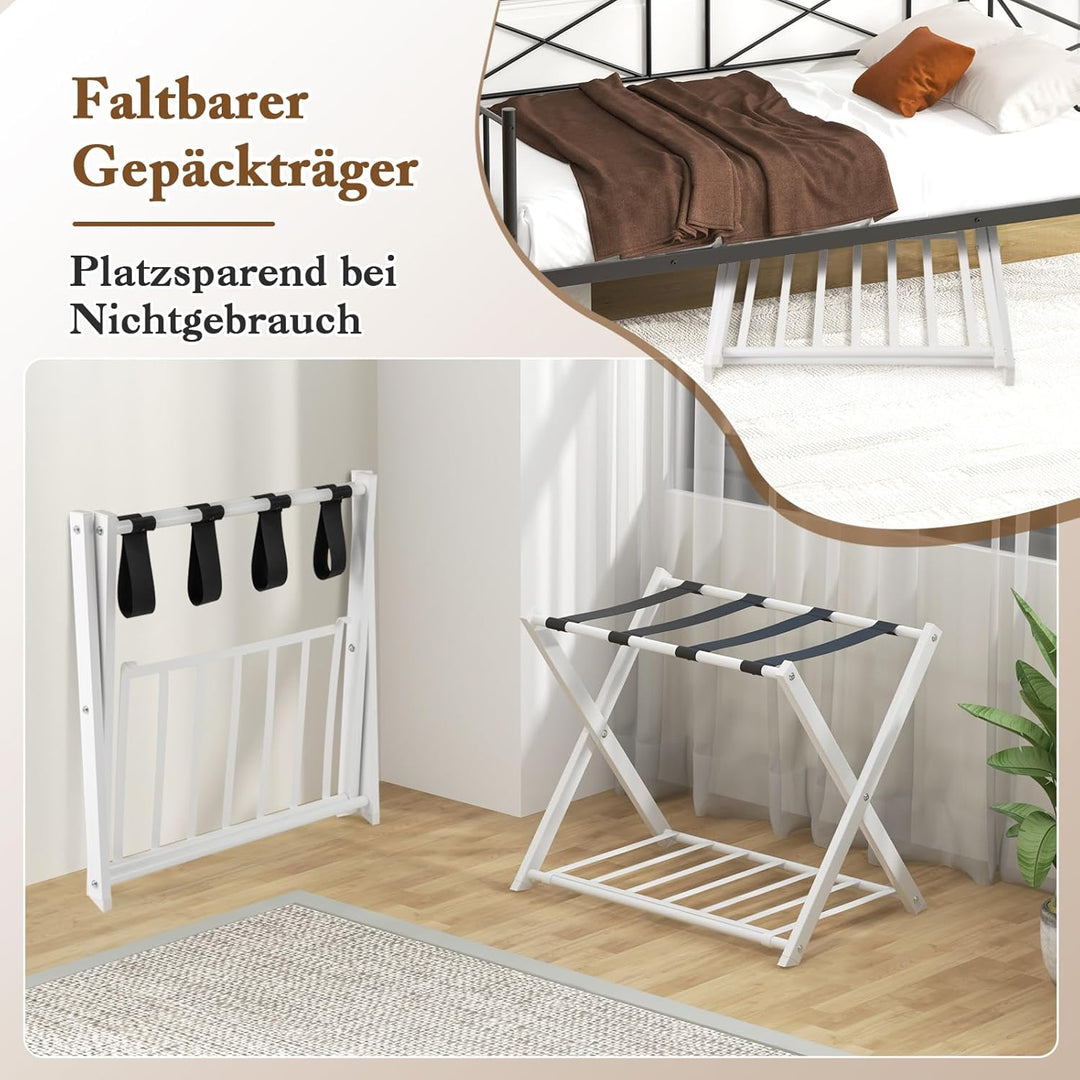 COSTWAY Kofferständer klappbar, Gepäckablage mit 2-Stöckiger Design, Kofferbock Gepäckständer Metall