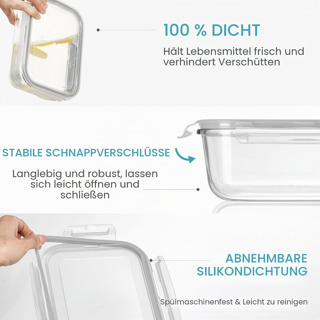 Vtopmart 2 x Glas-Lebensmittelbehälter 2 Pack*1860ml, 2 Pack*1860ml