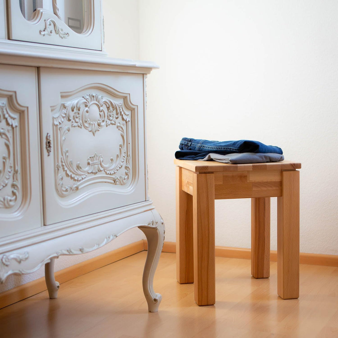 Staboos massiv Holzhocker Emma bis 200 kg - Buche Sitzhocker aus Holz - Kernbuche Natur - Hocker als