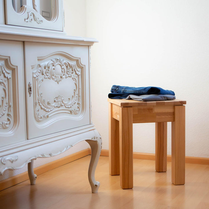 Staboos massiv Holzhocker Emma bis 200 kg - Buche Sitzhocker aus Holz - Kernbuche Natur - Hocker als