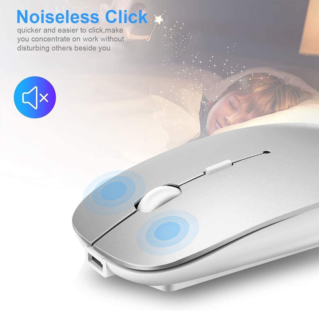 AE WISH ANEWISH Bluetooth Maus with USB-C-Adapter fur Mac/iPad/iPhone/PC/Computer, wiederaufladbar g