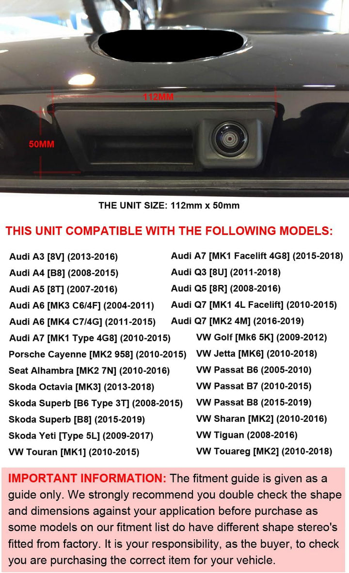 CCD HD 170° Auto Einparkkamera Rückfahrkamera für Audi A3 8V A4 B8 A5 8T A6 MK3 MK4 A7 MK1 Audi A6 M