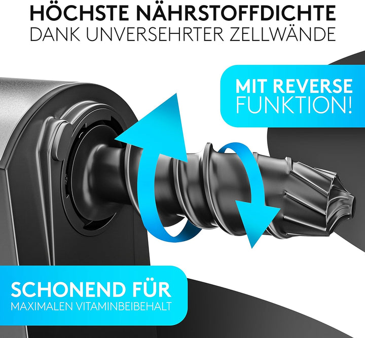 Vandenberg [DAS ORIGINAL] - Slow Juicer - Entsafter Gemüse und Obst - [150 W] Vitaminschonender Obst